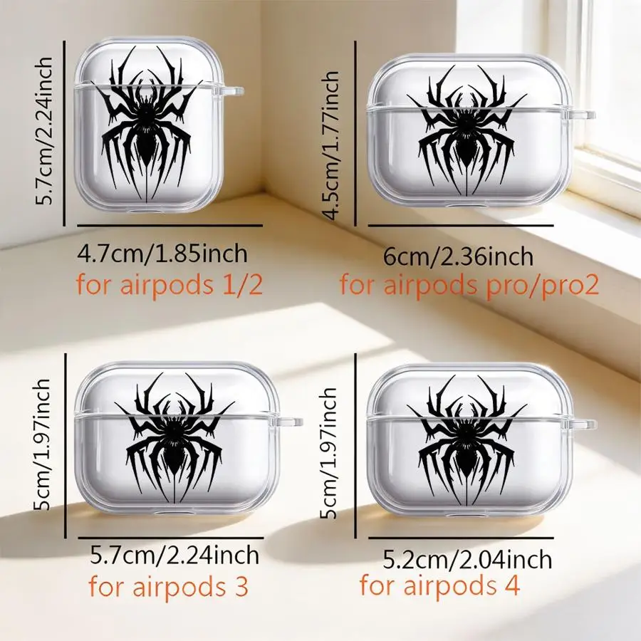 Wide Spread Spider Sketch Clear Earphone Cases Cover Case For Airpods 3 4 Pro2 Pro 1 Pro3 2