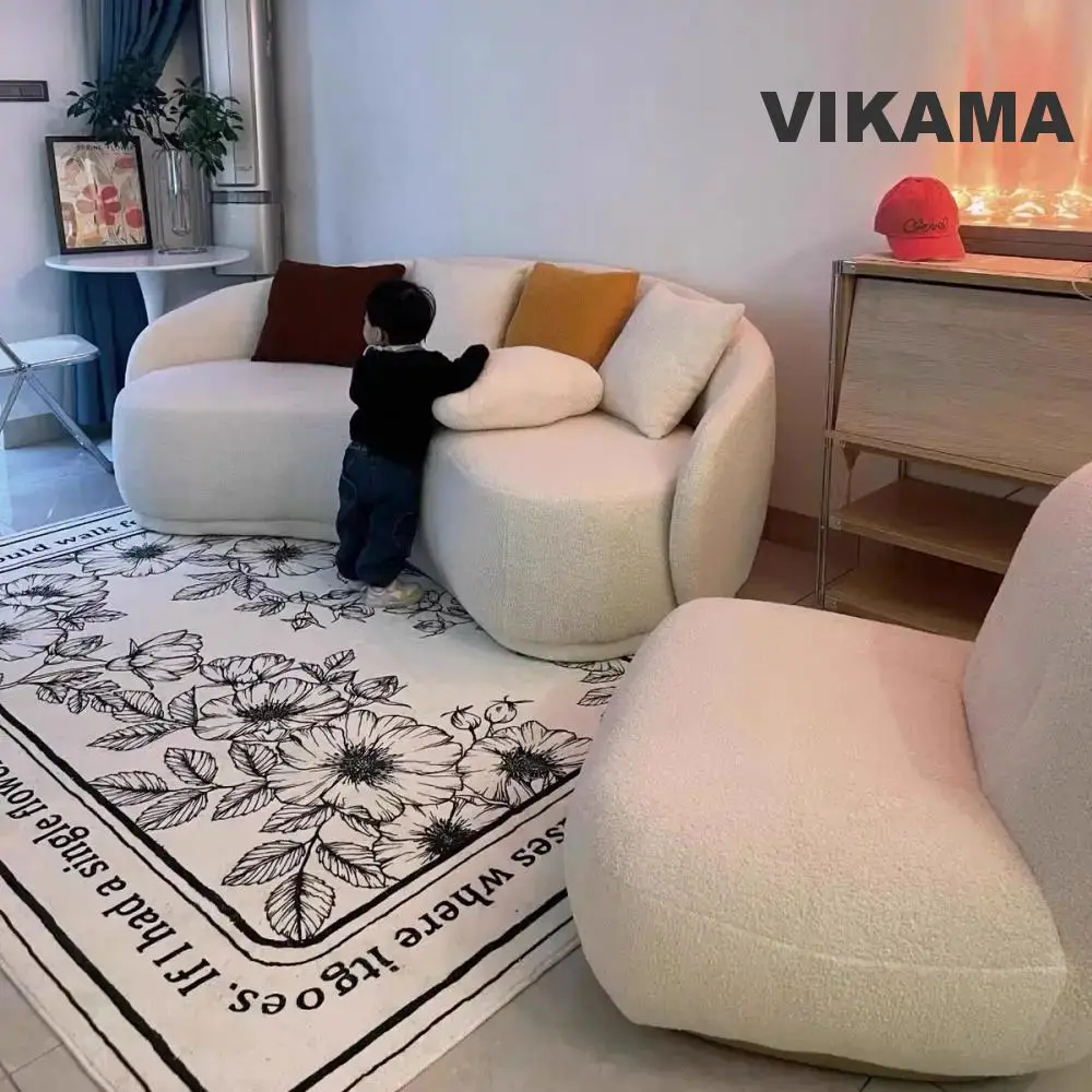 VIKAMA Imitated Cashmere Modern Simple Style Carpet Living Room Sofa Bedroom Floor Mat Non-slip Dirty Resistant Easy Care Rug