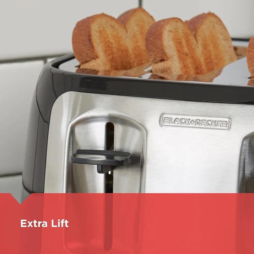 4 Slice Toaster Extra Wide Slots 7 Shade Selector Bagel Function Crumb Tray Extra Lift 1400 Watts
