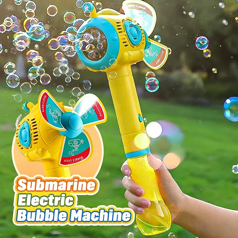 2026 Electric Bubble Gun Soap Blower Submarine Automatic Bubbles Machine Blowing Maker Outdoor Party Games Childern Gift