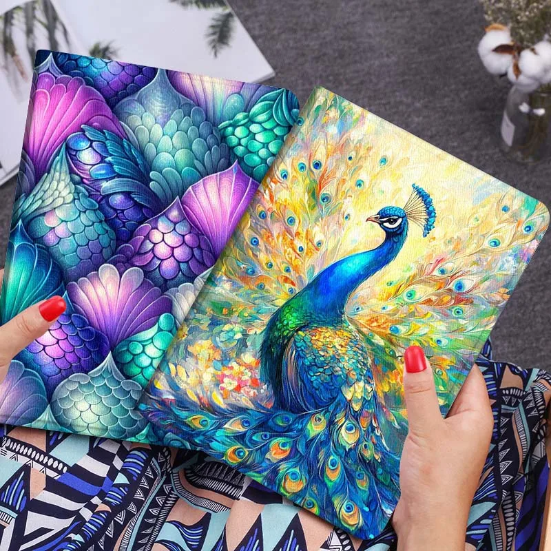 

Colorful Peacock Shining Gift For Xiaomi Redmi Mi Poco Pad 2 5 6s 7 7s Ultra Pro Max 14 12.4 12.1 inch Soft Tablet Case