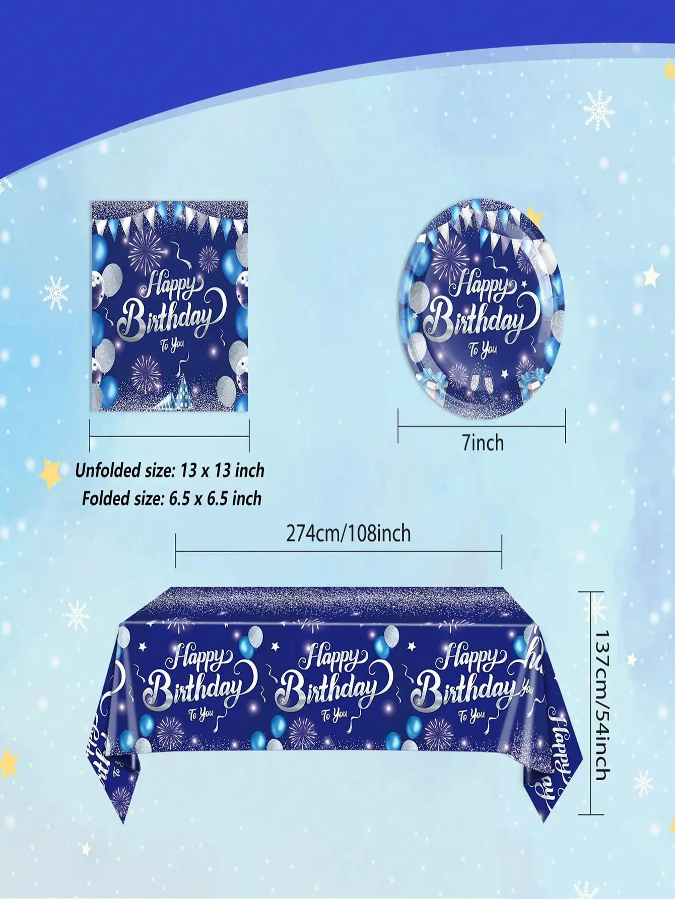 

Ink Blue Diamond Party Supplies Disposable Cutlery Paper Plates Paper Cups Paper Towels Girl Birthday Party Decorations