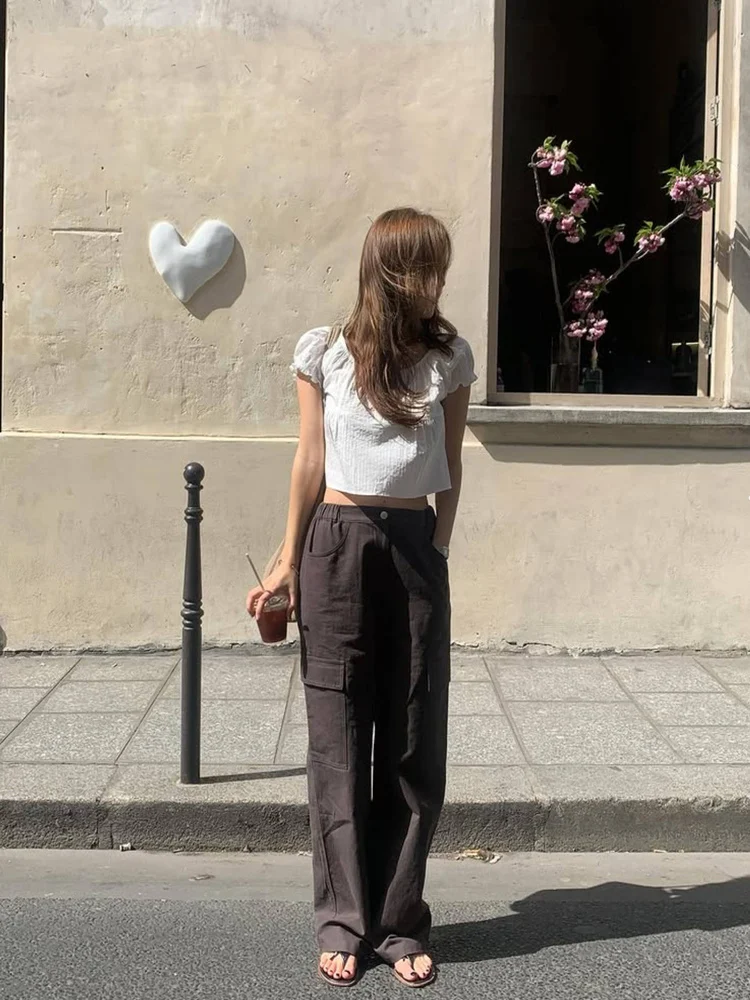 

Korean Dongdaemun Summer New Sle Pleated Button ort Sve Casual Slimming Women's irt Top Cotton 00% Casual irt