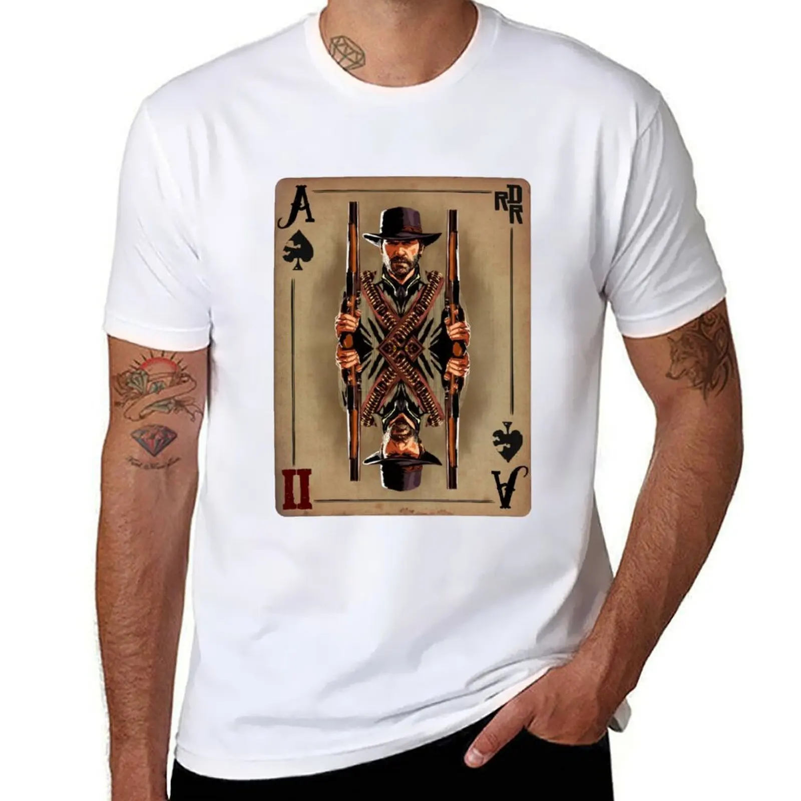 

Arthur Morgan RDR2 Card T-Shirt t shirt men 100% cotton luxury brand t shirt man casual T-Shirt