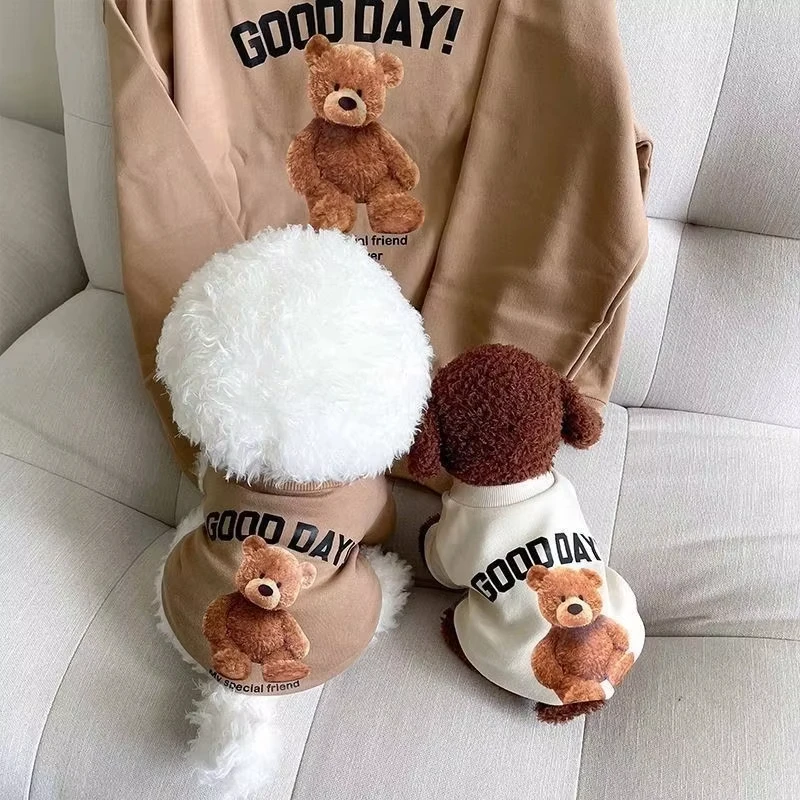 Dog Clothes Autumn Winter Cat Pet Embroidery Bear Bottom Shirt Jacket New Teddy Bichon Falcon Supplies