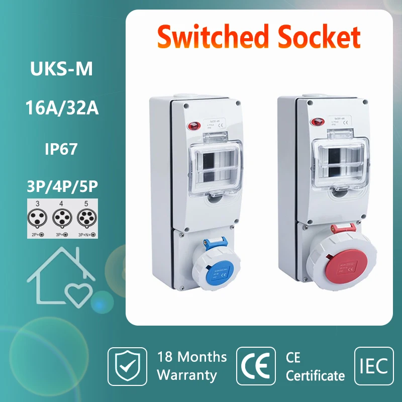 IP67 Electrical  Switches CEE Socket With Miniature Circuit Breaker Protection IP66 Waterproof Lockable Distribution box