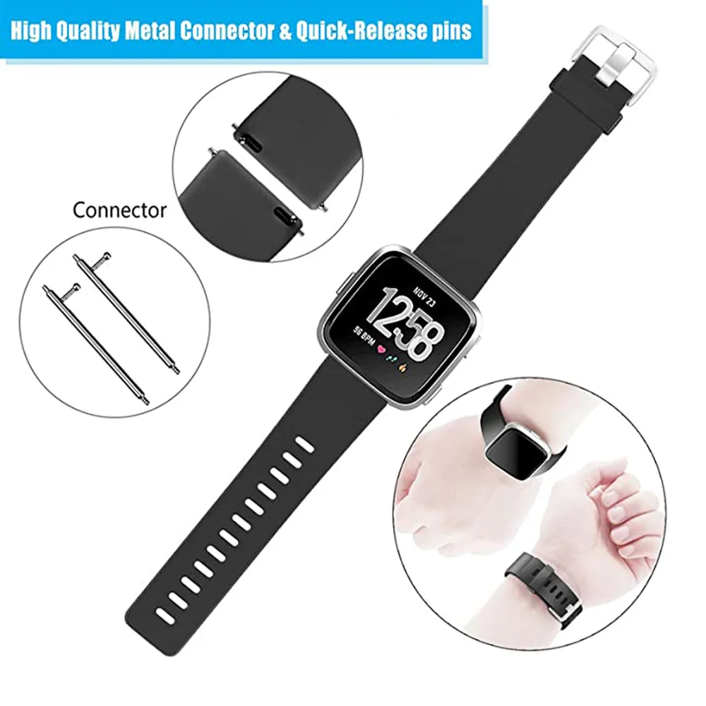 Silicone Strap for Fitbit Versa 2/Fitbit Versa/Versa Lite/Versa Special Edition,Classic Fitbit Watchband Replacement Comfortable