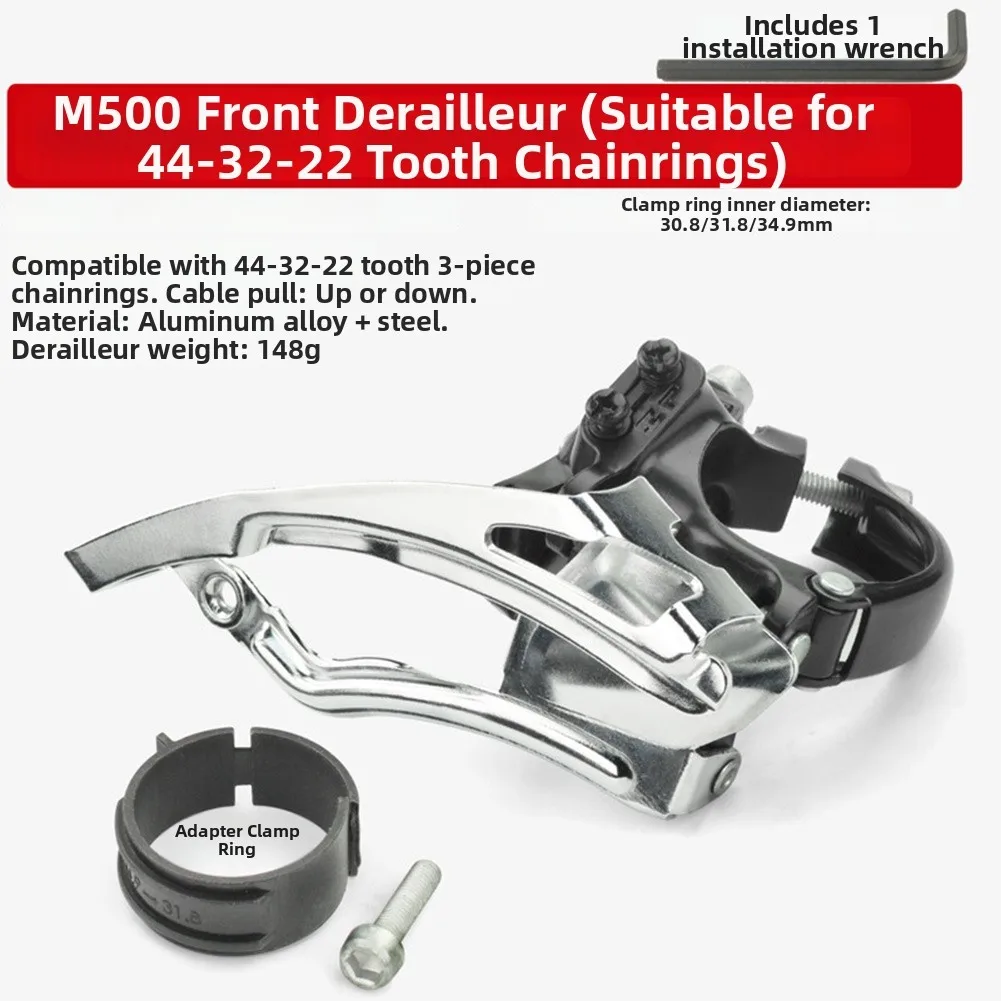 Bicycle Front Derailleur Clamp-on for 42T 44T Chainring Compatible with 7-Speed 8-Speed 9-Speed 10-Speed Road MTB Bikes