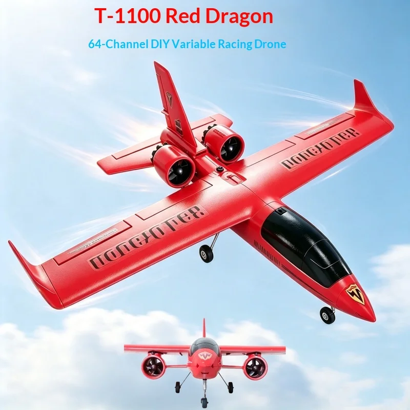 Chilong 64Mm Ducted Fan RC Airplane T 1100 Red Dragon Fixed Wing Remote Control Aircraft DIY Electric Jet For Hobby Players