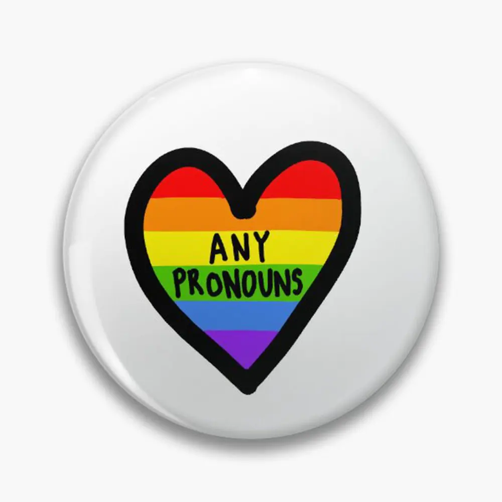 LGBT PRIDE Pins Brooch GAY LESBIAN TRANS GENDER Pin Badge Friends Graduation Gifts Ideas Heart Pronoun Brooch Button Women Man