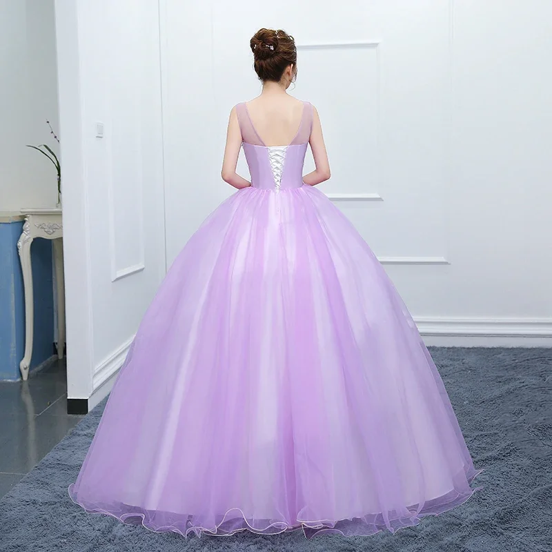 Блестящие фиолетовые платья для Quinceanera, платья с аппликацией и бисером, бальное платье до пола, милое официальное платье для 16-летней вечеринки и выпускного вечера