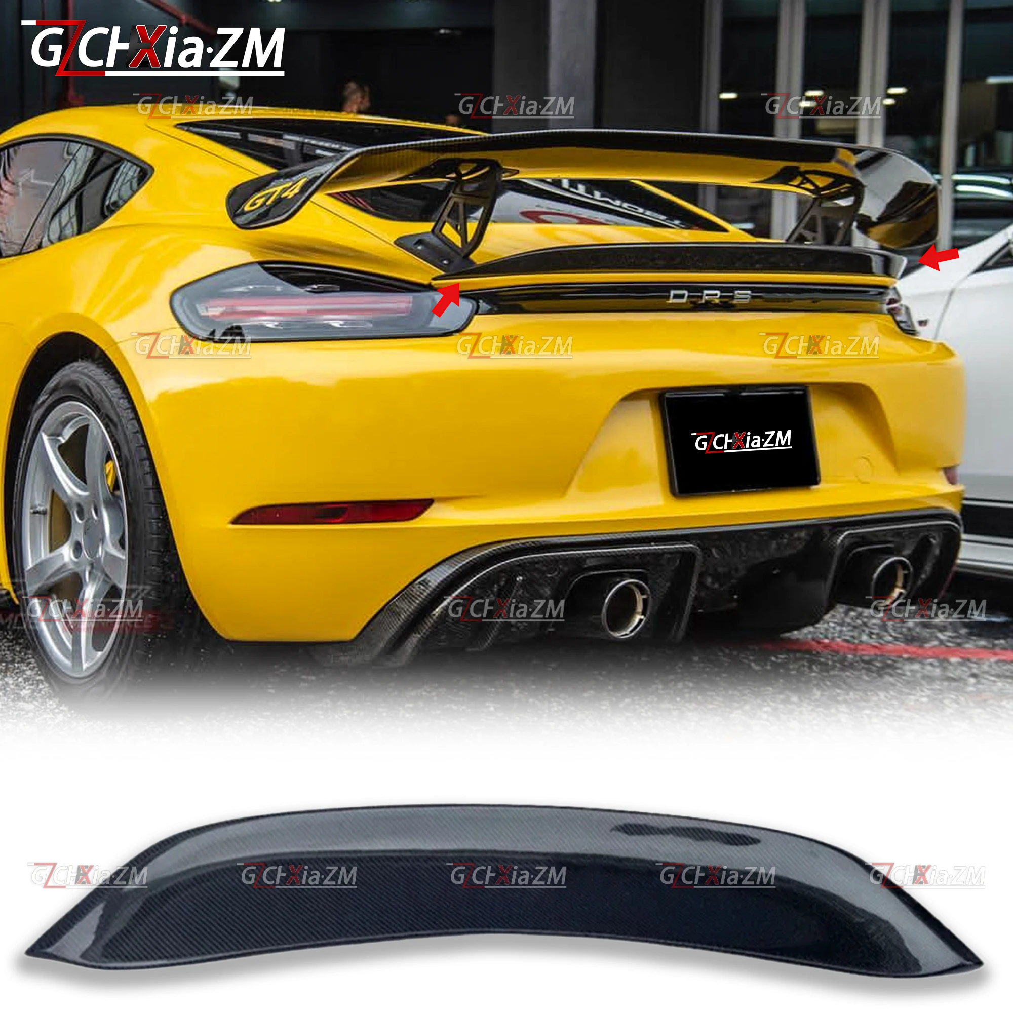 

For 982 Porsche 718 Coupe Cayman & Boxster True Carbon Fiber Spoiler Car Trunk Cover Aerodynamic Package Tail Wing 2017-2025