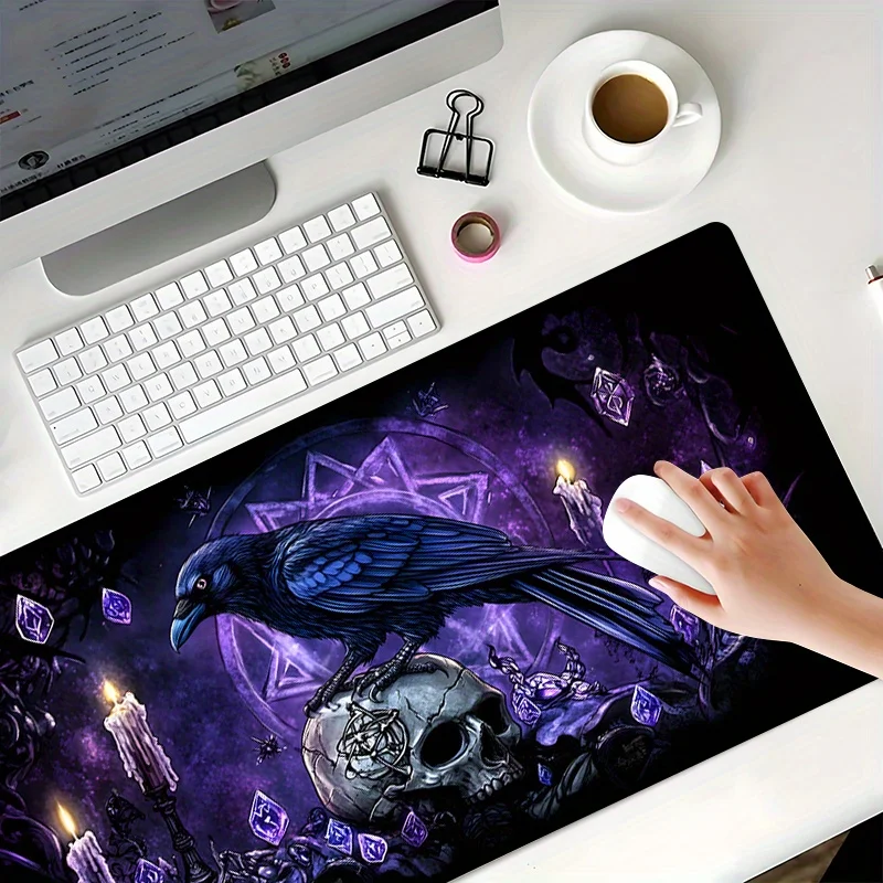 CIFBUY Large Gaming Mouse Pad Gothic Crow Skull PC Keyboard Desk Mat Durable Non-Slip Rubber Base Home Office Laptop Decor