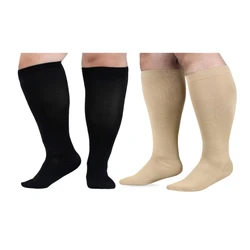 Large Size Compression Socks for Men Women Solid Wide Calf Knee High Stockings