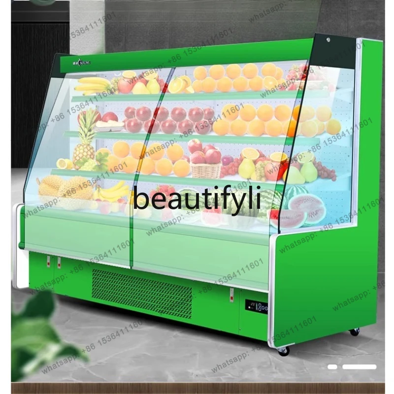 Commercial Freezer Wind Curtain Air Cooling Frost-Free Vertical Cabinet Fruit Preservation Refrigerated Display Cabinet