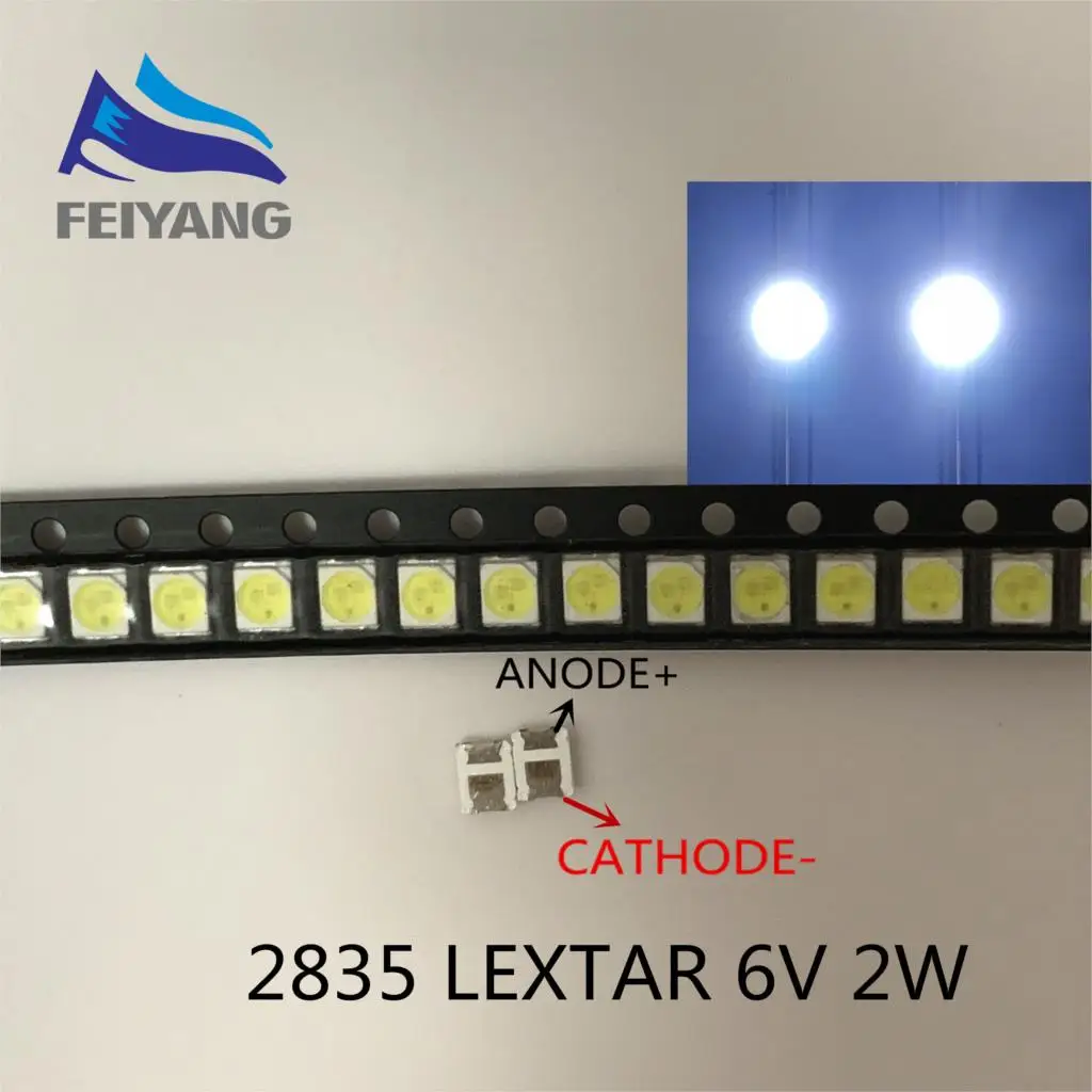 50PCS Original LEXTAR 2835 3528 1210 6V 2W SMD LED For Repair TV Backlight Cold white LCD Backlight LED