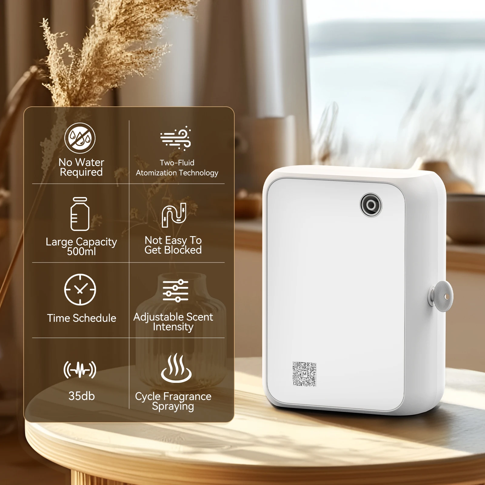 Waterless Essential Oil Diffuser for Home Cover Up to 2000 sq.ft Quiet Air Scent Diffuser for Hotel Office Home 2 Color Options