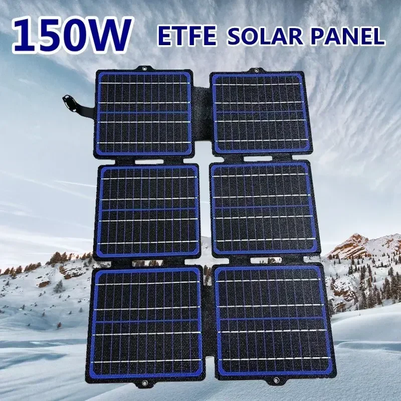 Panel Solar plegable ETFE, cargador Solar portátil de 150W, 5V/12V, resistente al agua, alimentación móvil USB + tipo C + CC para acampar al aire