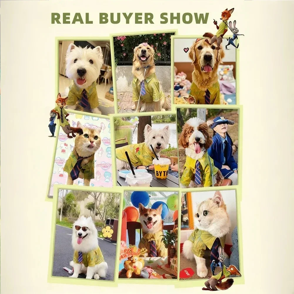 Camisa formal para mascotas estilo Nick Wilde: cuello con corbata ajustable para perros y gatos, traje de boda y fiesta con diseño de zorro Dapper