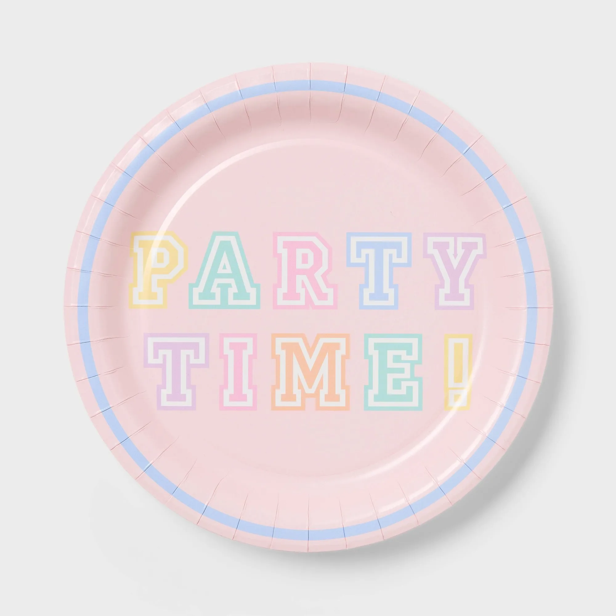 20ct Preppy Birthday Dinner Paper Plates, Colorful Party Time Disposable Tableware For Cake And Snacks