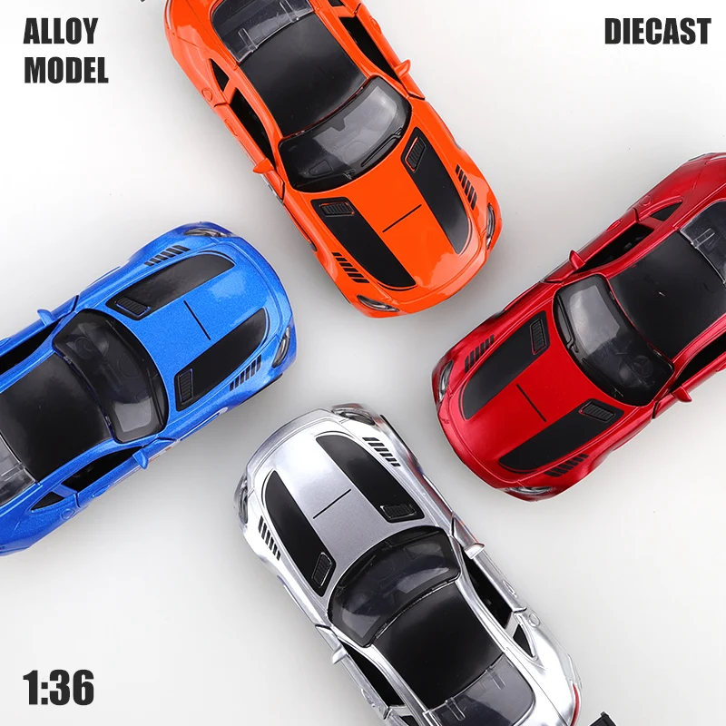가방에 담긴 1.36 신형 합금 GT 풀백 자동차, 세련된 금속 자동차, 문 열림 가능한 풀백 장난감, 어린이 장난감 선물, 자동차 장식품