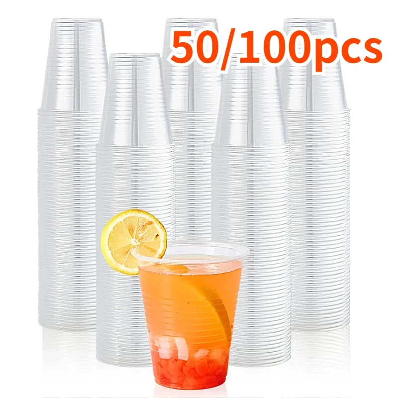 

50/100pcs 200ML Disposable Transparent Plastic Cup Plastic Cup Fruit Juice Milk Tea Birthday Wedding Party Beverage Container