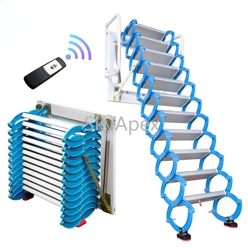 Custom Electric Attic Ladder Aluminium Folding Loft Stairs CE Certified Anti-slip  Easy  Install  Durable  For  Home  Villa  Use