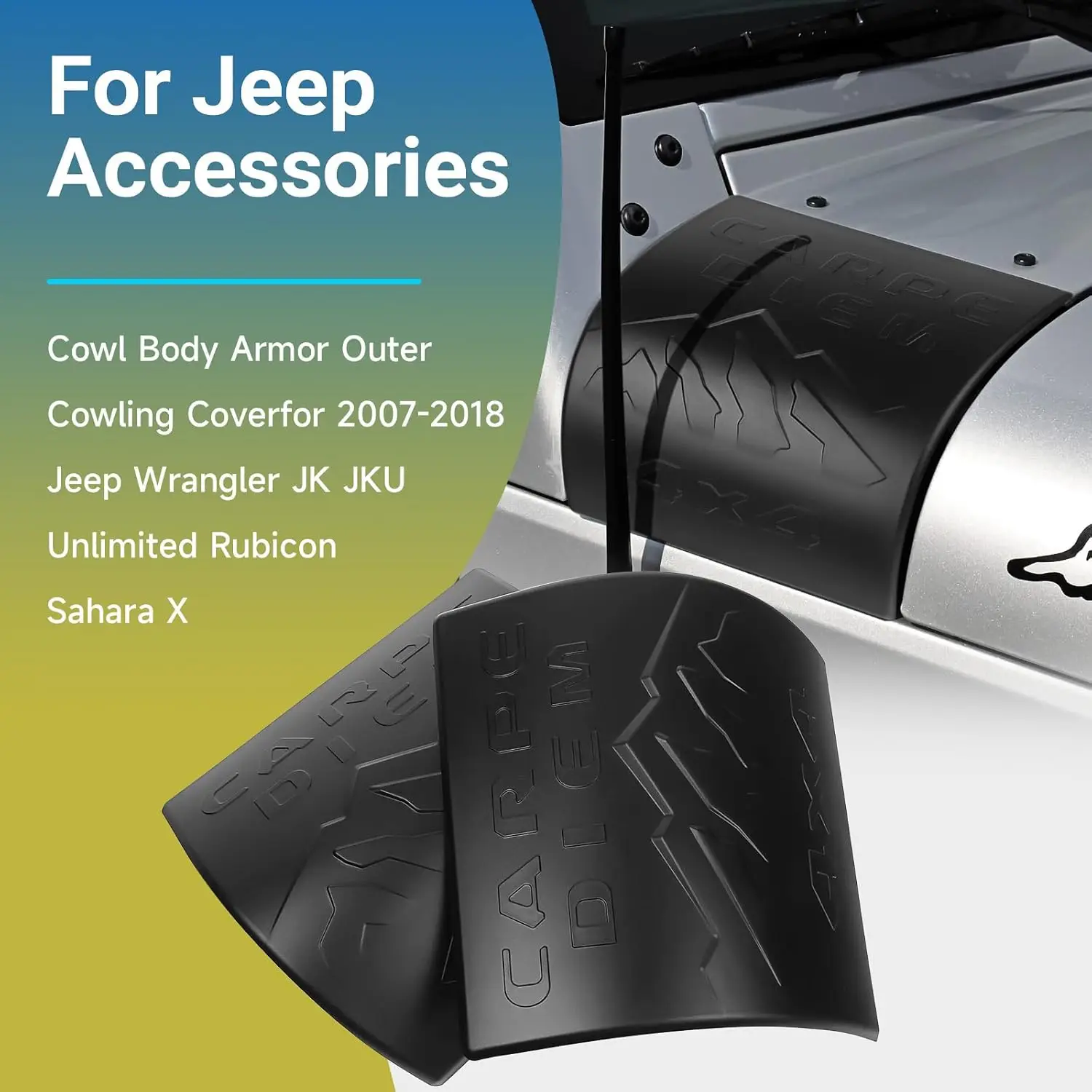 

Nicebee 2pcs Auto Side Cowl Body Armor Cover Fit for Jeep Wrangler JK & Unlimited 2007-2017