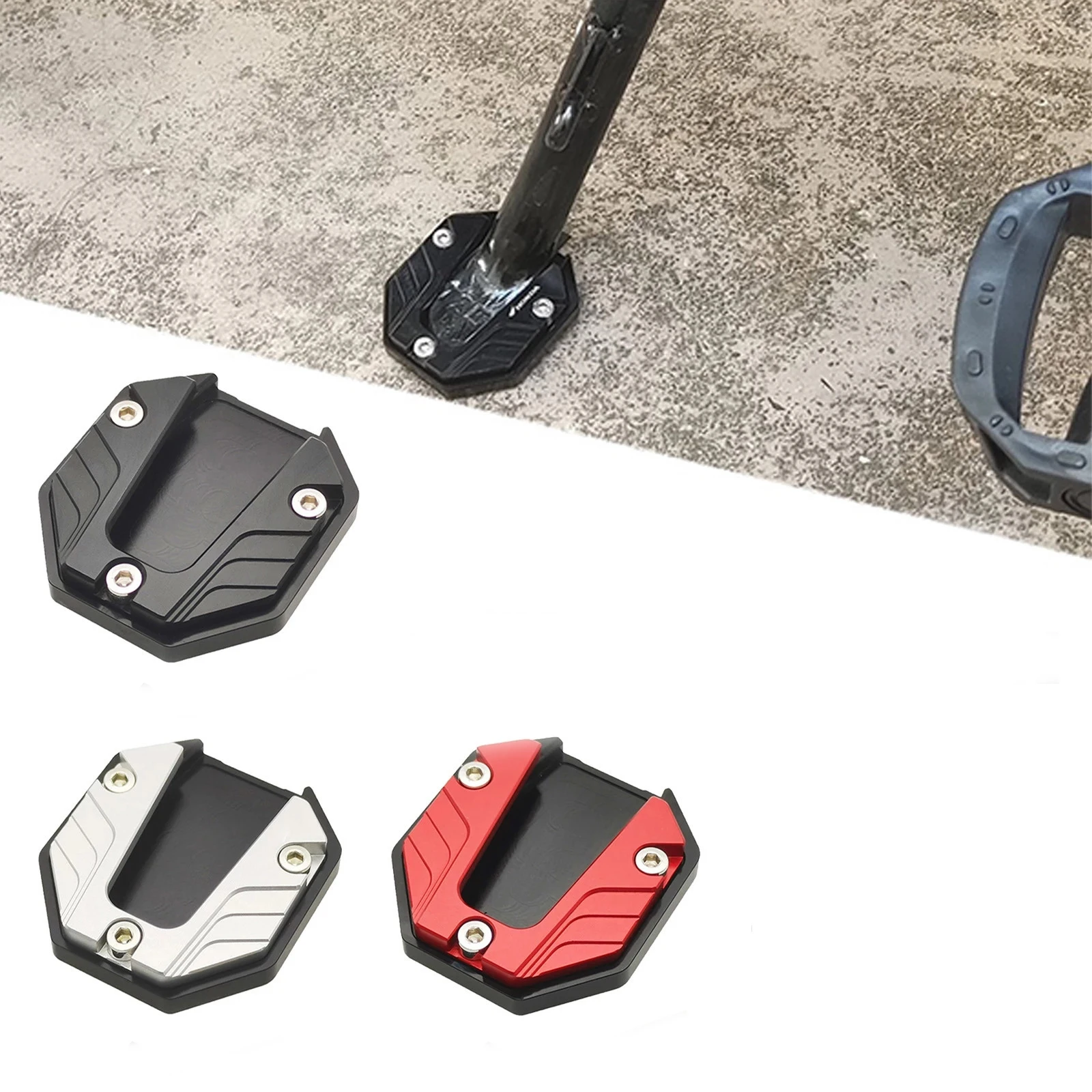 Universal Scooter Motorcycle Bike Kickstand Extender Foot Side Stand Extension Pad Support Plate Anti-skid Enlarged Base