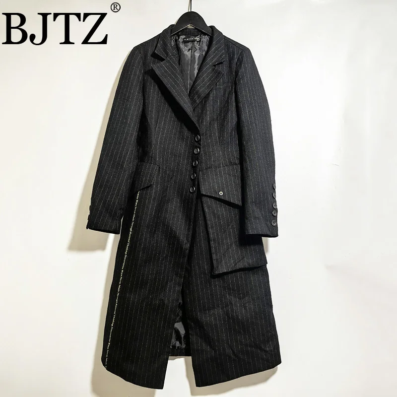 

BJTZ 2025 New Women’s Slim Fit Longline Irregular Stripe Blazer, Lightweight Summer Designer Office Jacket, Trendy Fashion