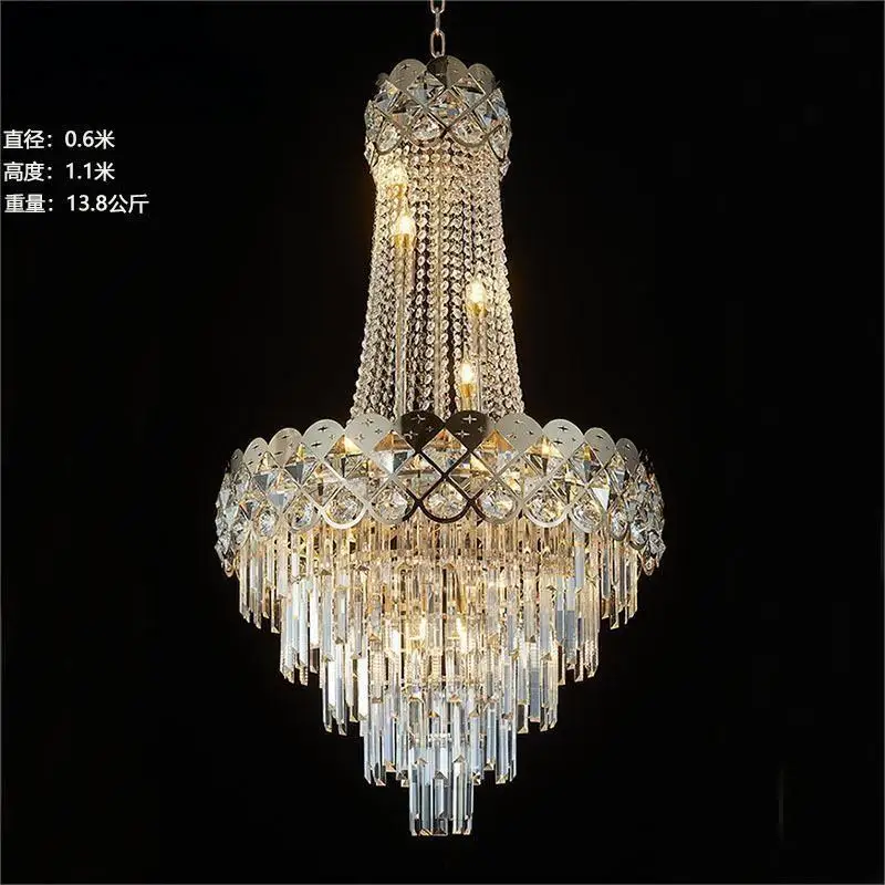 

Customizable Wedding Ceiling Decoration Metal Pendant Luxurious Crystal Bead Chain Light Electroplated Crystal Chandelier