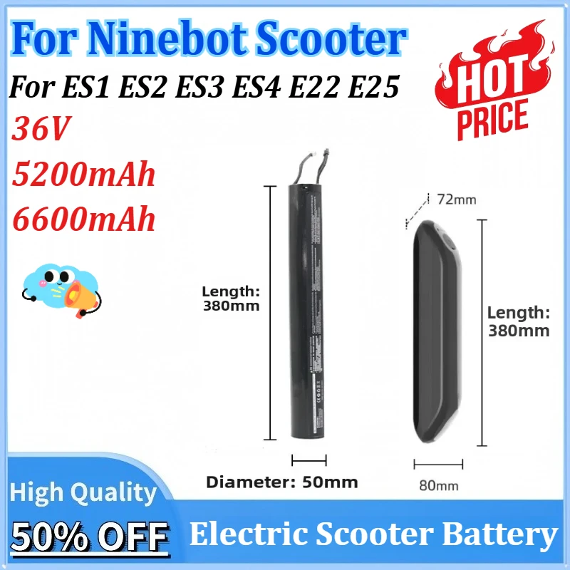 

Newly upgraded 36V 5200/6600mAh for Ninebot Scooter ES1 ES2 ES3 ES4 E22 E25 Electric Scooter Internal Built in External Battery