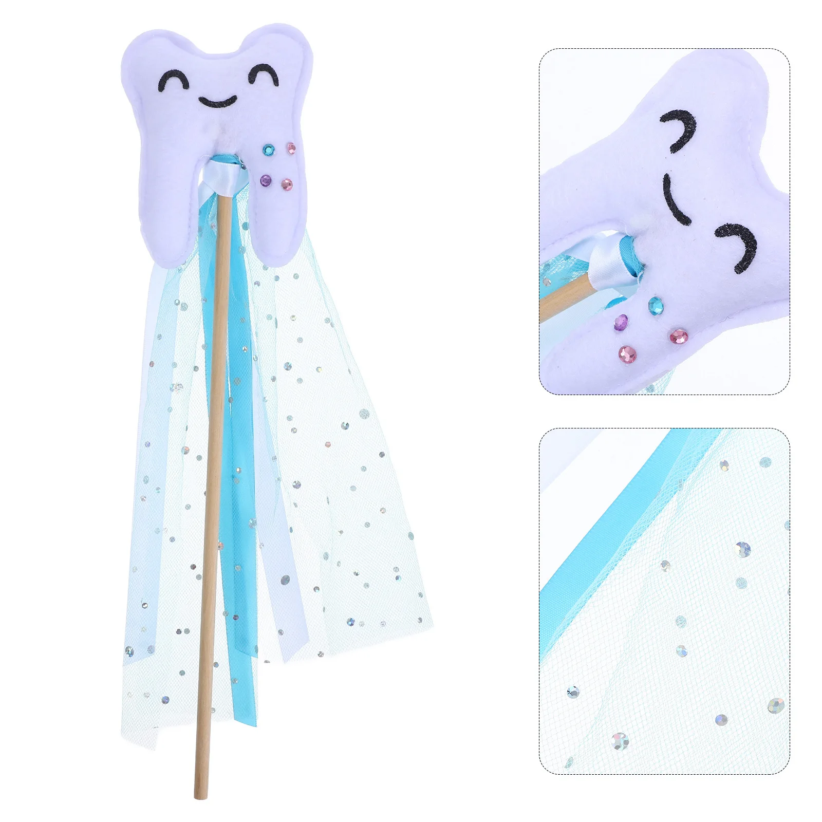 2Pcs Tooth Fairy Wand Tooth Shaped Colorful Stick Kids Dress Up Party Festival Performance Props Princess Fairy Wands