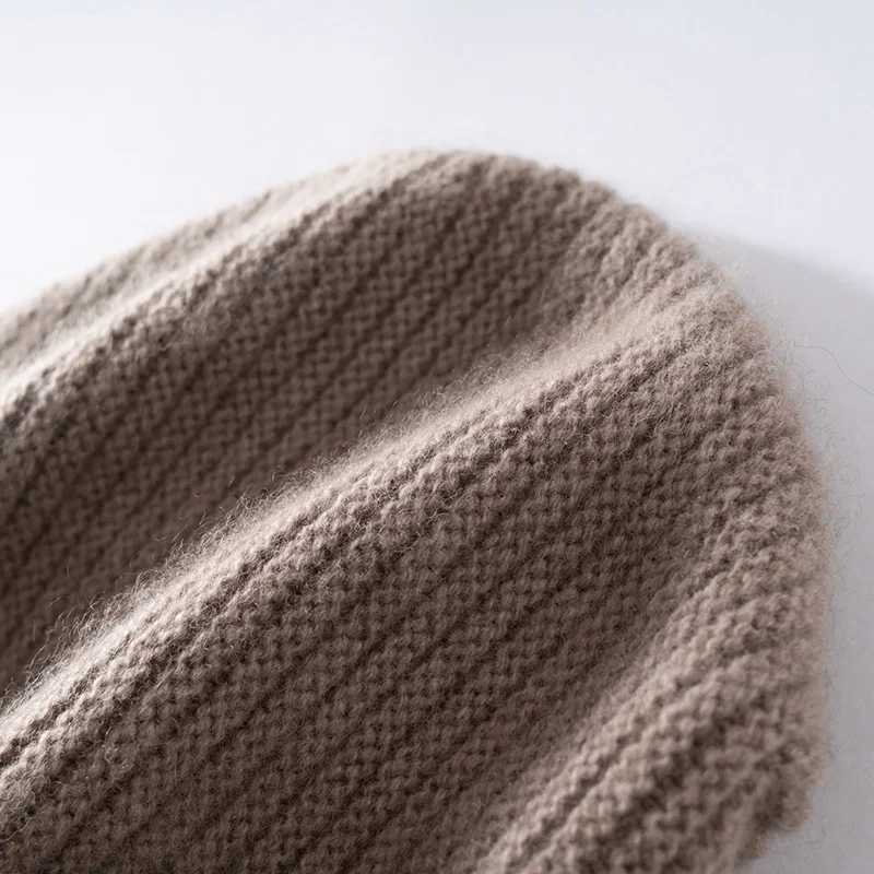 100%Quality Cashmere Beanie Cap for Women Outdoor Casual Warm Cap Solid Ribbed Cuffed Knitted Hat Streetwear Bonnet Winter Hats