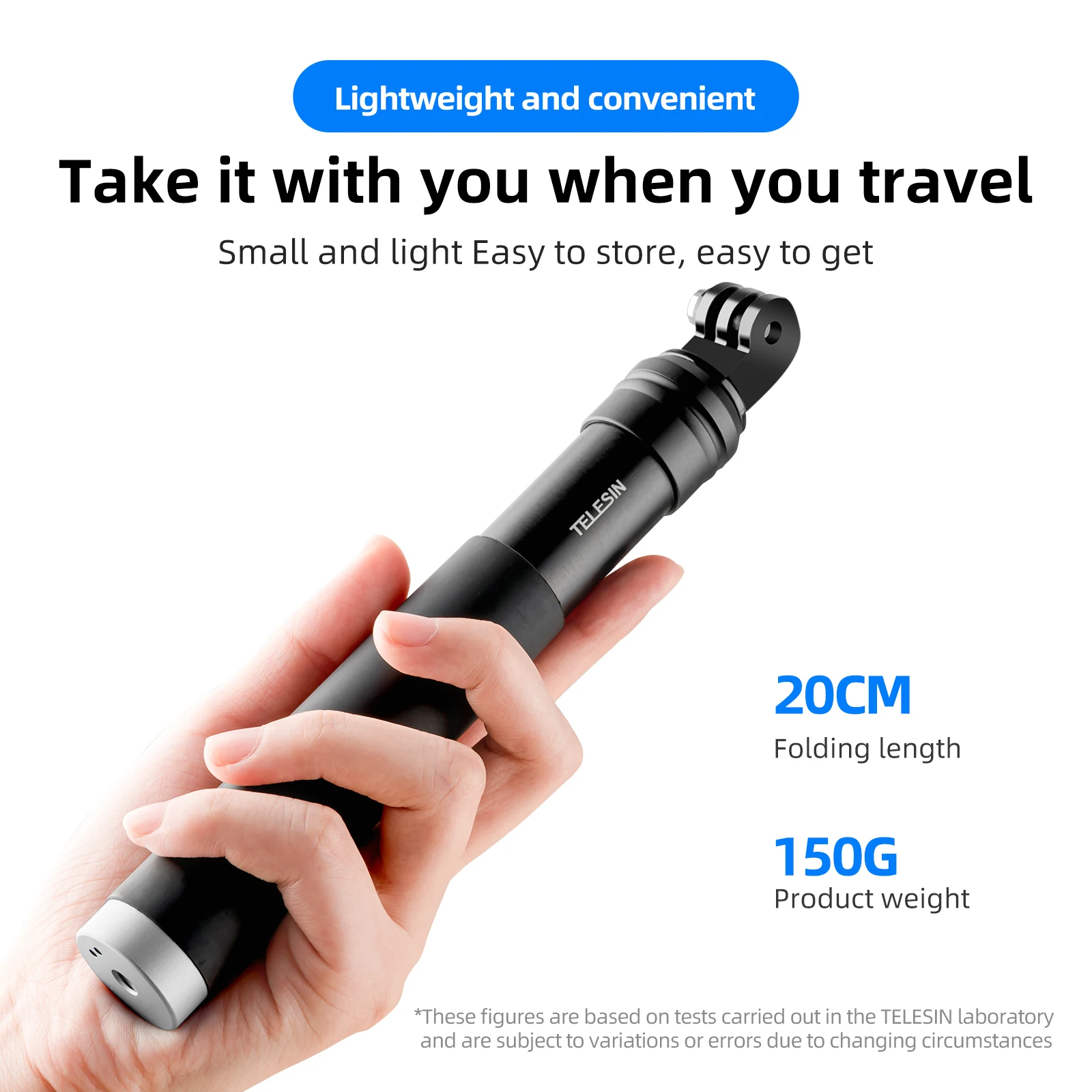 TELESIN For GoPro Selfie Stick 360° Rotation Foldable Tripod Phone Holder Aluminum Alloy Monopod for DJI Insta360 Smartphone