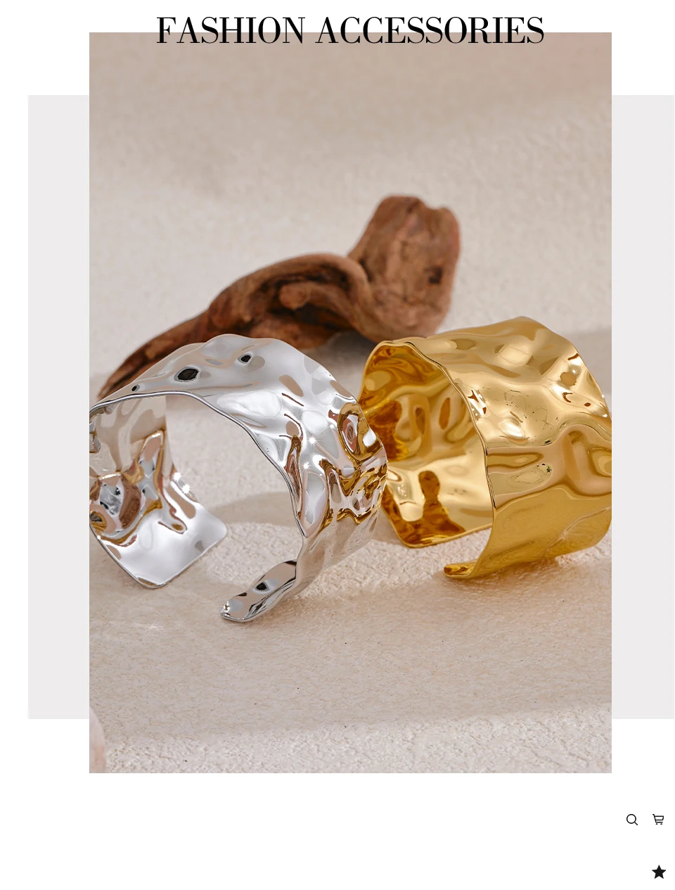 Yhpup Breites großes offenes Armband aus Edelstahl mit Metallmanschette, 18 Karat Gold, PVD-beschichtet, Statement-Wasserdicht, Handgelenkschmuck, Bijoux – Detail 7