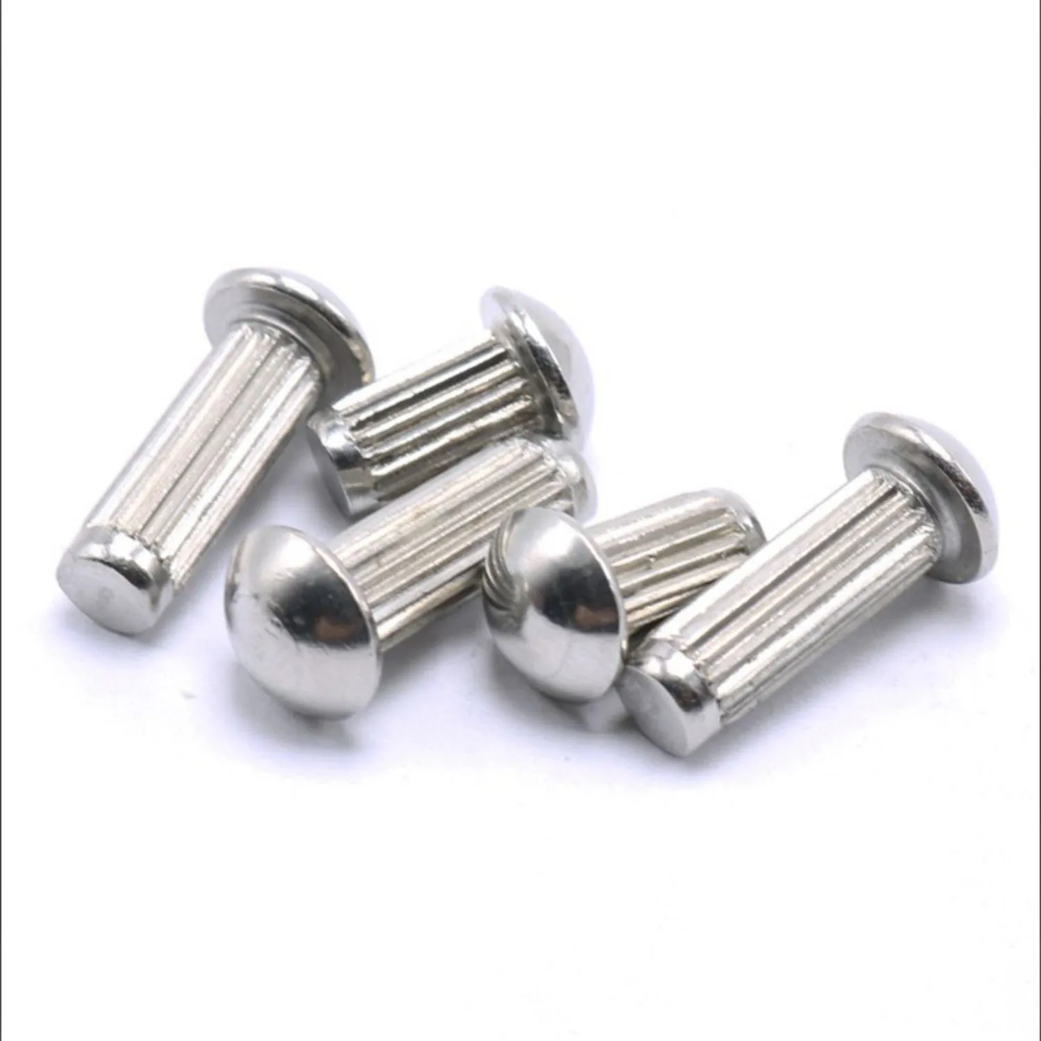10~50Pcs M1.6 M2 M2.5 M3 M4M5 304 Stainless Steel Button Round Head Knurled Shank Solid Rivet Self Plugging for Label Name Plate