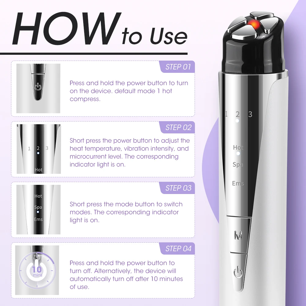 Dispositivo eléctrico de belleza para ojos, reduce las líneas de los ojos, Color rojo, cuidado de la luz, varita de Estiramiento de ojos, masajeador Facial, herramienta de Estiramiento Facial