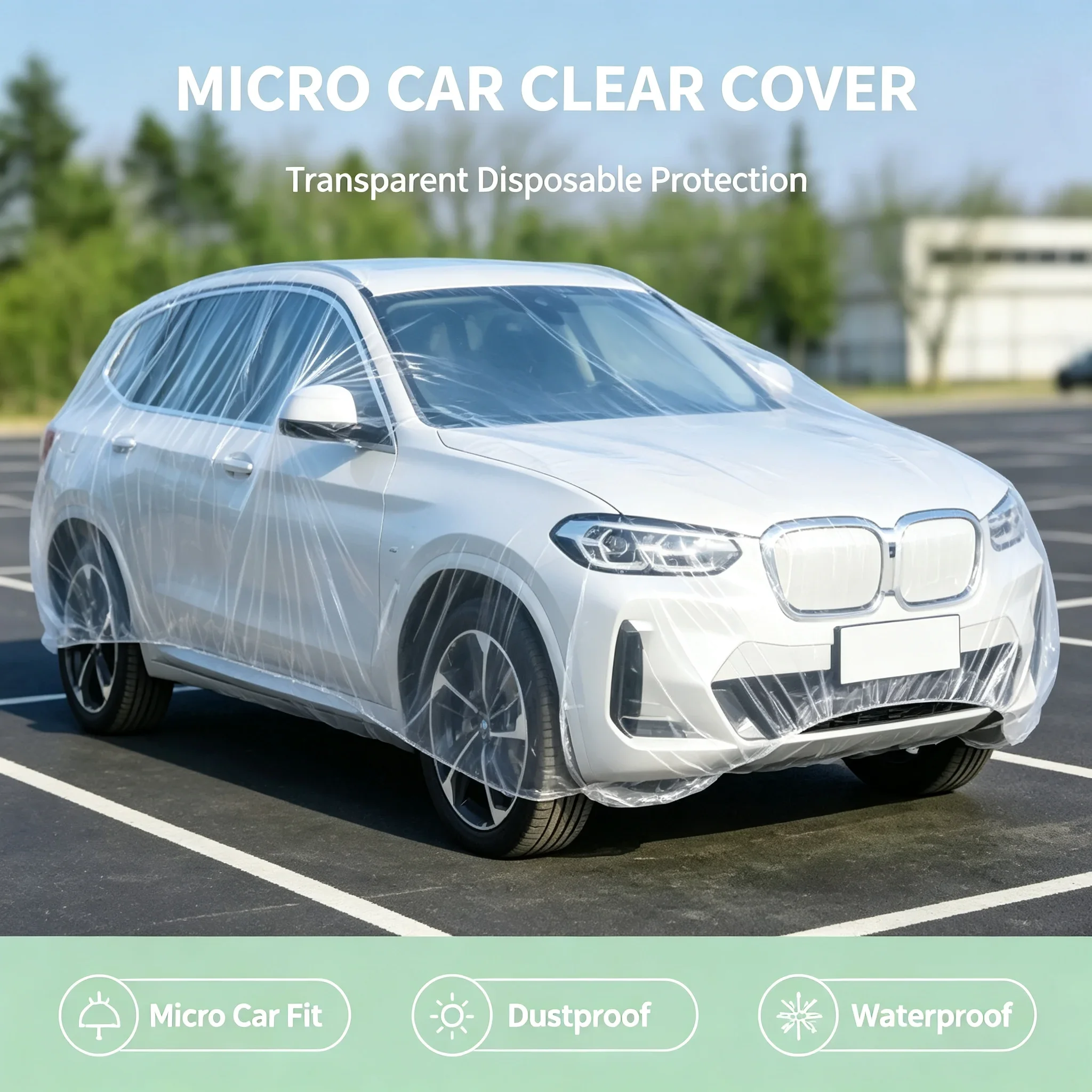 Disposable Transparent Car Protective Shell, Waterproof Dust‑Proof, Convenient Quick‑Apply for Outdoor Parking