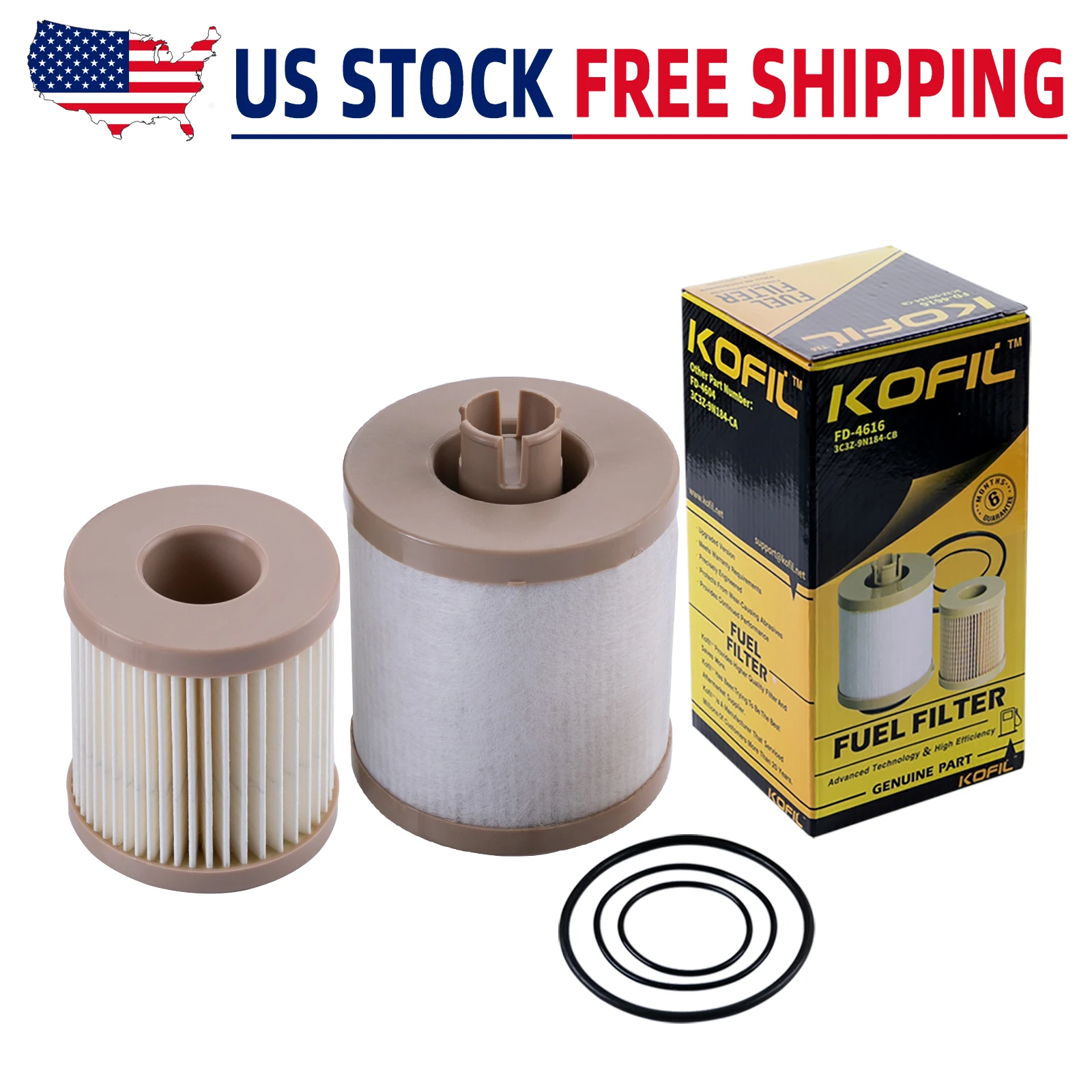 FD-4616 Fuel Filter for Ford 6.0L Powerstroke F250 F350 F450 F550 Super Duty 03-07 Excursion 03-05 FD4616 4 Micron Diesel Filte