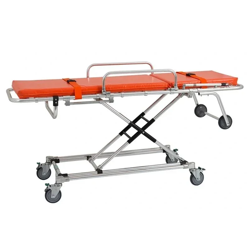

Hospital Medical Collapsible Automatic Loading Ambulance Stretcher with Wheels Wooden Box Steel Ambulance Bed for Sale