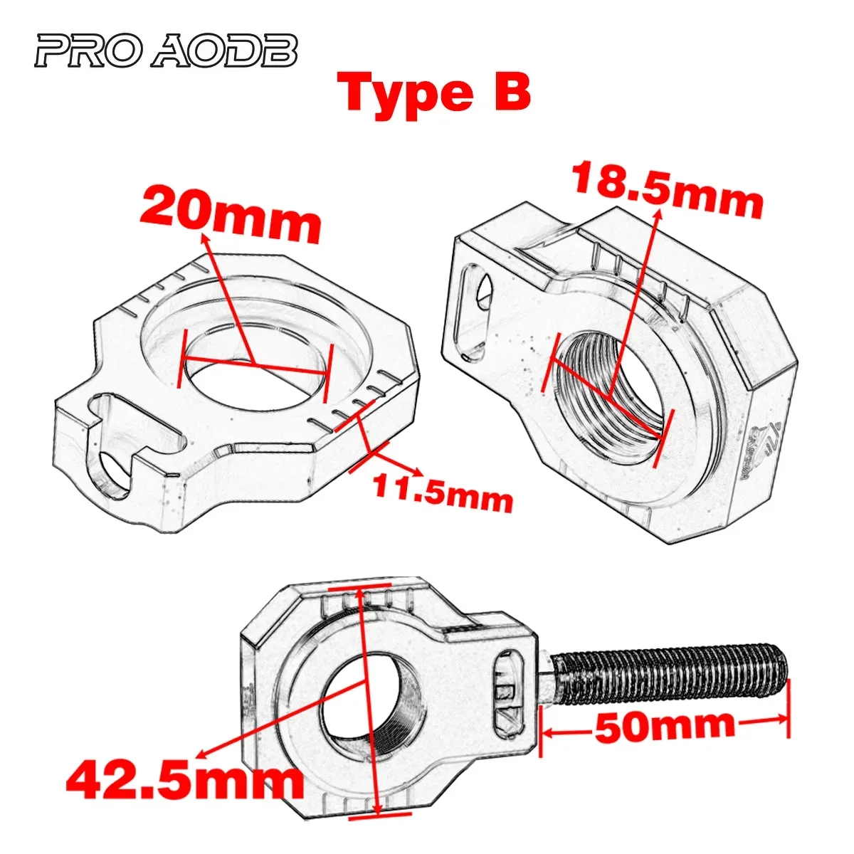 Bloque de eje de Ajustador de cadena trasera de aluminio CNC de 20mm para KTM Husqvarna XC XCF SX SXF EXCF XCW XCFW TC TE FE FC TX Dirt Bike