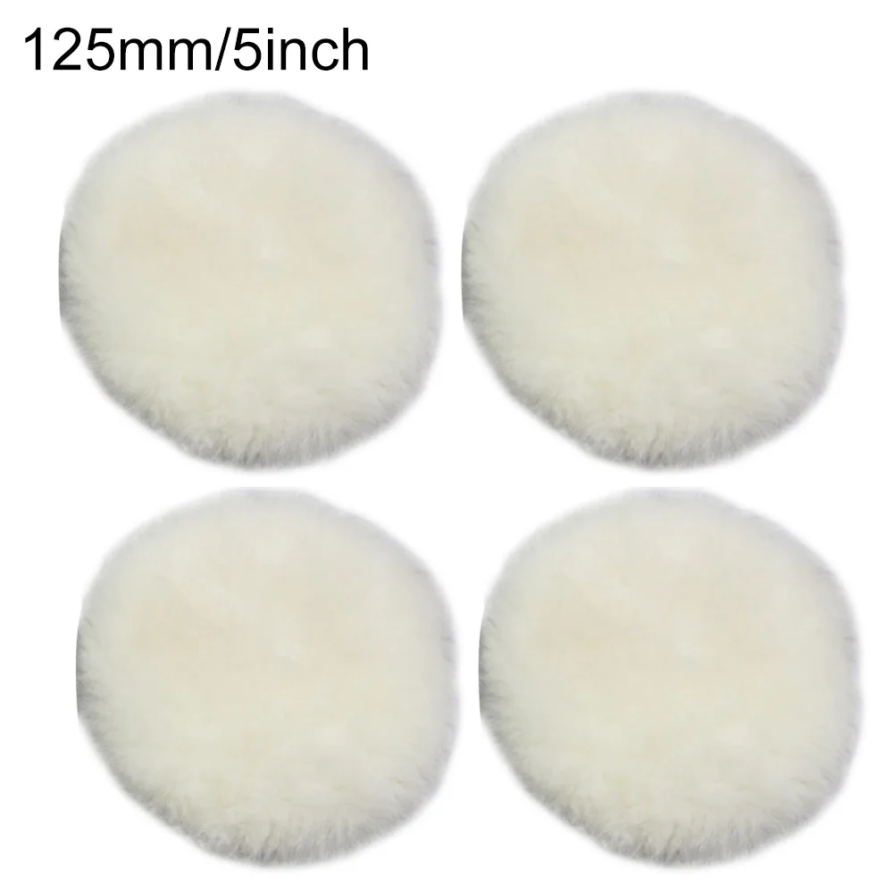 

4 шт. 5-дюймовые шерстяные полировальные подушечки, случайная орбитальная шлифовальная машина, полировальная насадка для авторемонта, полировка мебели, дерева, стекла