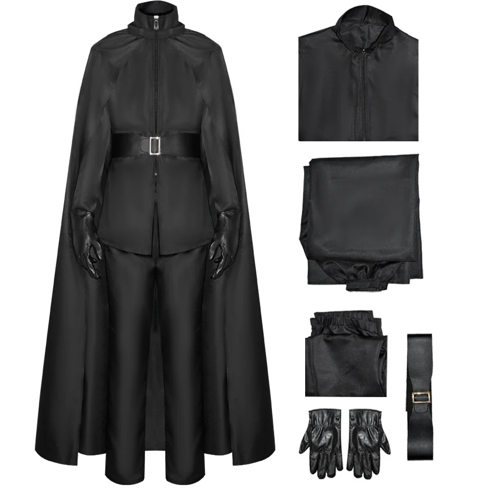 

V for Vendetta Black Killer Suit Cosplay Costume with Cloak Suit Set Halloween Christmas Carnival Party Outfits for Adult
