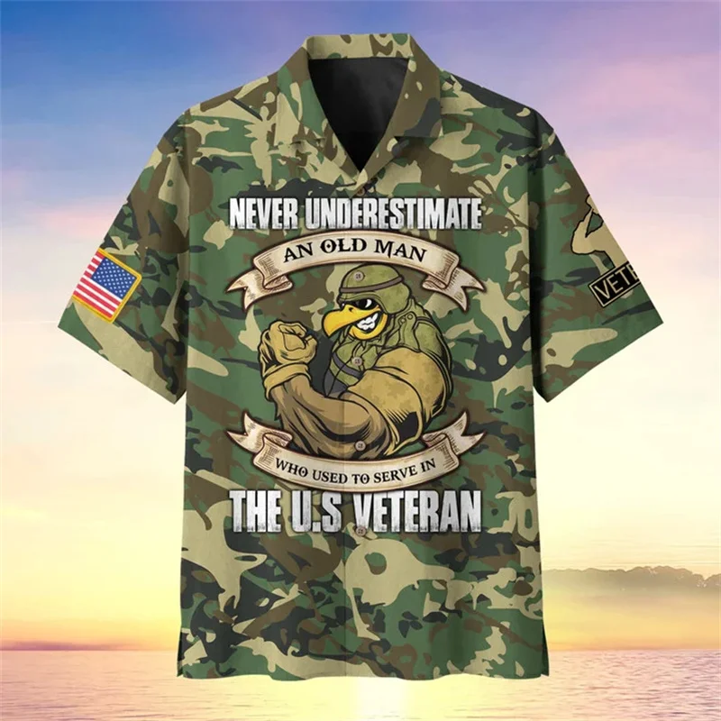 

New Summer 3D UNITED STATES Soldiers Armys Print Shirts For Men Veterans Graphic Short Shirts Harajuku Cool Fashion Tops Clothes