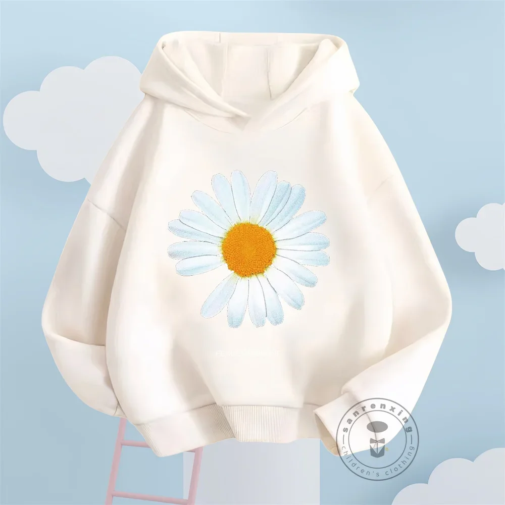 New Fall 2024 Boys Girls Cotton GD Daisy Floral PEACEMINUSONE Graphic Print Basic Trend Fashion Korean Sweatshirt Harajuku