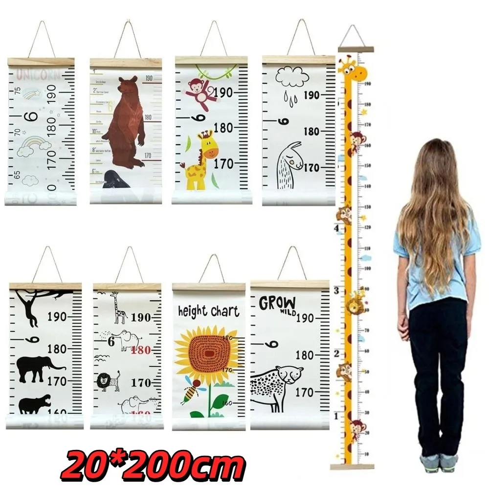 2M Hohe Kinder-Wachstumstabelle Wandbehang Cartoon-Muster Höhenmesser Abnehmbare Größenmessskala