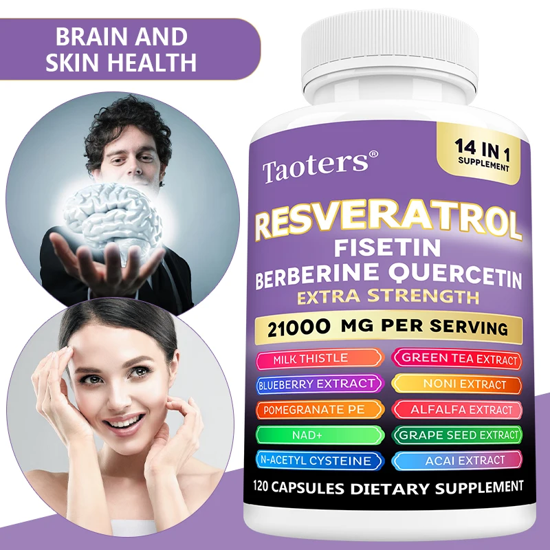 NAD + Resveratrol Supplement - Natural Energy, Cellular Health, Anti-Aging, Immune Regulators, Metabolic Boost, Skin Health