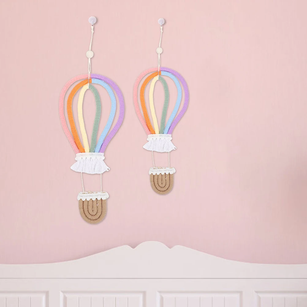 

2Pcs Braided Hot Air Balloon Hanging Decor Wall Craft Kids Room Nursery Pendant Vibrant Colors Lightweight Portable
