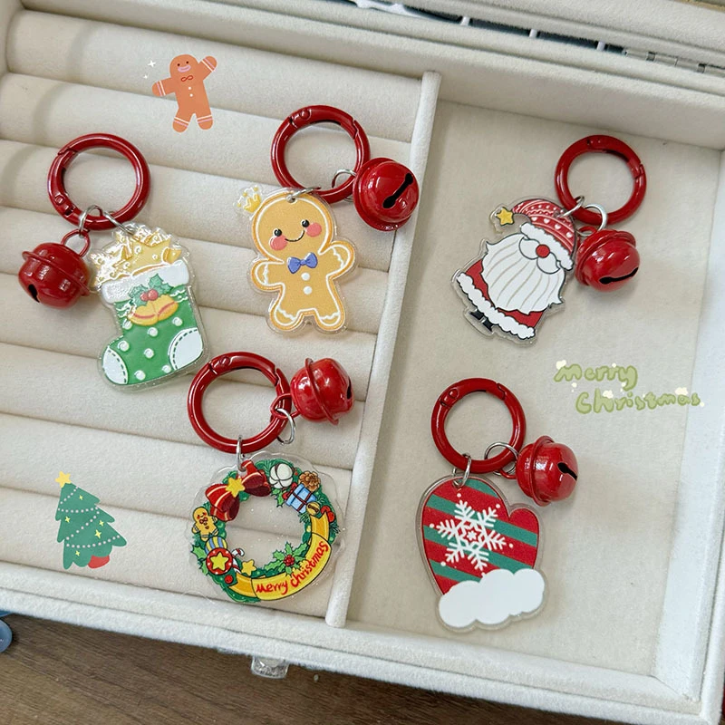 Fashion Christmas Keychain Cartoon Santa Claus Gingerbread Man Keychain Pendant Backpack Decoration Accessories Xmas Gifts image 2